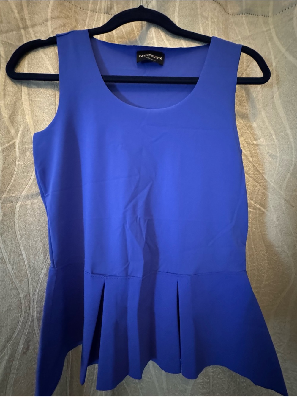 Emporio Armani Cobalt Blue Sleeveless Peplum Top